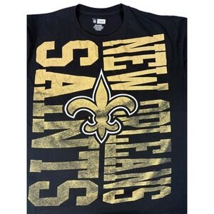 New Orleans Saints NFL Graphic T-Shirt Black Gold Logo Mens 2XL Team Apparel